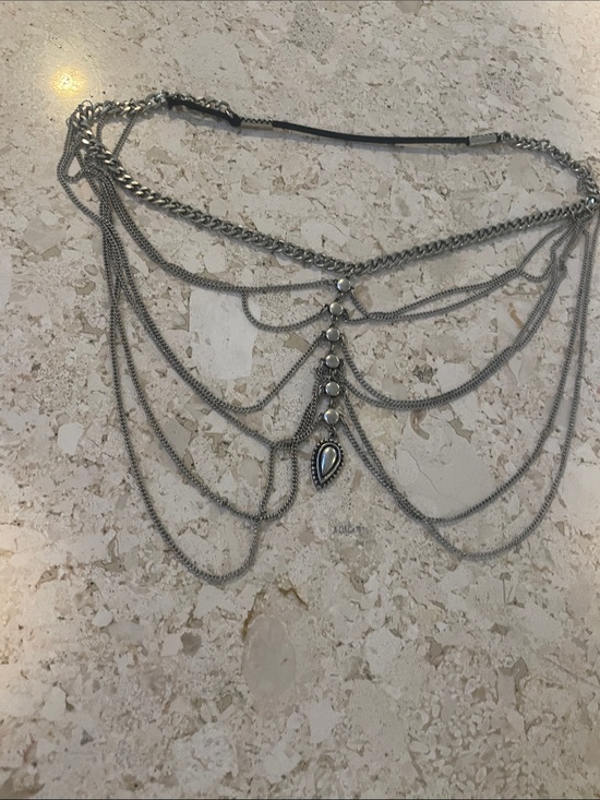Jewelry - Layered Silver-Tone Multi leg Chain with Teardrop Charm